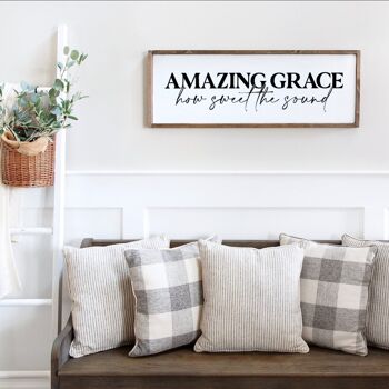 Enseigne maison de campagne "Amazing grace" - 60x20 - avec cadre 4