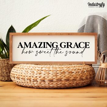 Enseigne maison de campagne "Amazing grace" - 60x20 - avec cadre 5