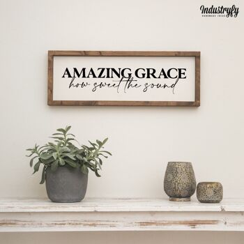 Enseigne maison de campagne "Amazing grace" - 90x30 - avec cadre 3