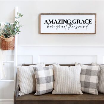 Enseigne maison de campagne "Amazing grace" - 90x30 - avec cadre 4