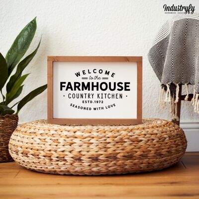 Landhaus Schild "Welcome to the Farmhouse Country Kitchen" - 21x30 - mit Rahmen