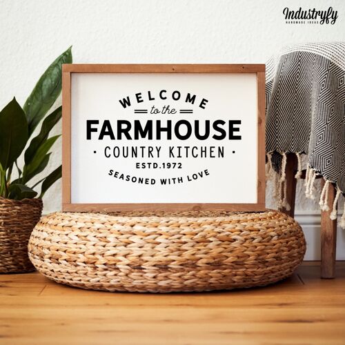 Landhaus Schild "Welcome to the Farmhouse Country Kitchen" - 42x30 - mit Rahmen