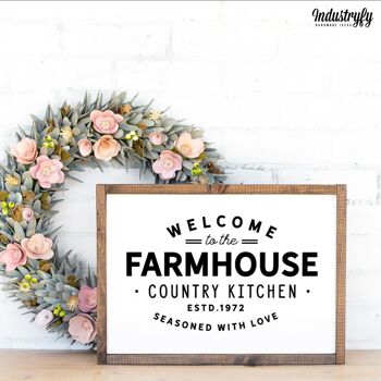 Plaque Country "Welcome to the Farmhouse Country Kitchen" - 42x30 - avec cadre 2