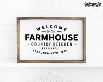 Plaque Country "Welcome to the Farmhouse Country Kitchen" - 42x30 - avec cadre 3
