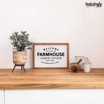 Plaque Country "Welcome to the Farmhouse Country Kitchen" - 42x30 - avec cadre 5