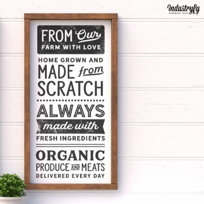 Farmhouse Design Schild "Vintage Kitchen" - mit Rahmen