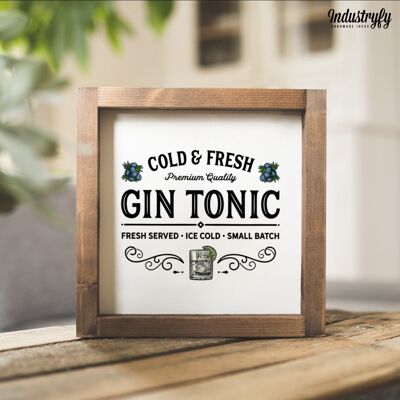 Landhaus Schild "Gin Tonic" - 20x20 - mit Rahmen