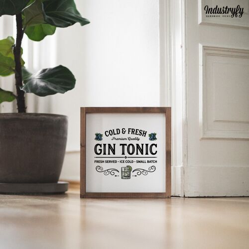 Landhaus Schild "Gin Tonic" - 30x30 - mit Rahmen
