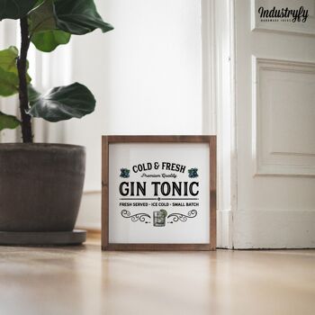 Enseigne Landhaus "Gin Tonic" - 30x30 - avec cadre 1