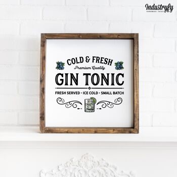 Enseigne Landhaus "Gin Tonic" - 30x30 - avec cadre 2