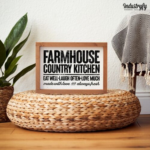 Landhaus Schild "Farmhouse Country Kitchen" - 21x30 - mit Rahmen