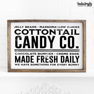 Landhaus Schild "Cottontail Candy Company" - 21x30 - mit Rahmen