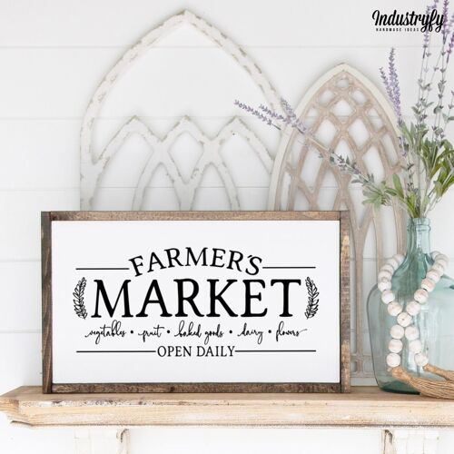 Farmhouse Design Schild "Farmers Market" - mit Rahmen