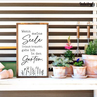 Farmhouse Design Schild "Garten" - 50x30 - mit Rahmen