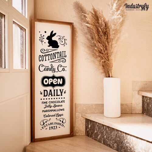 Farmhouse Design Schild "Cottontail Candy Company" - 60x20 - mit Rahmen