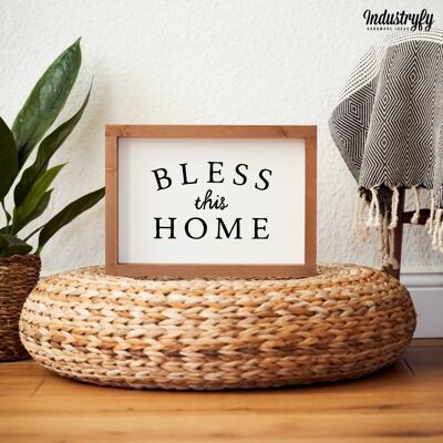 Farmhouse Design Schild "Bless this home" - 21x30 - mit Rahmen