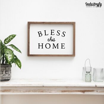 Panneau de conception de ferme "Bless this home" - 21x15 - avec cadre 4