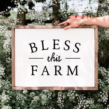 Panneau design de ferme "Bless this farm" - 21x30 - avec cadre 2