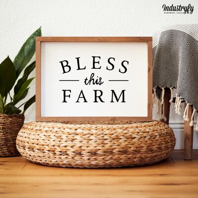 Farmhouse Design Schild "Bless this farm" - 42x30 - mit Rahmen