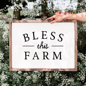 Panneau de conception de ferme "Bless this farm" - 21x15 - avec cadre 2