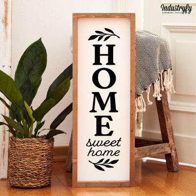 Farmhouse Design Schild "Home sweet Home" Version 2 - 60x20 - mit Rahmen