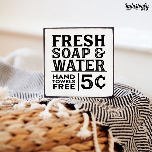 Farmhouse Miniblock "Fresh soap & water" - 10x10 cm
