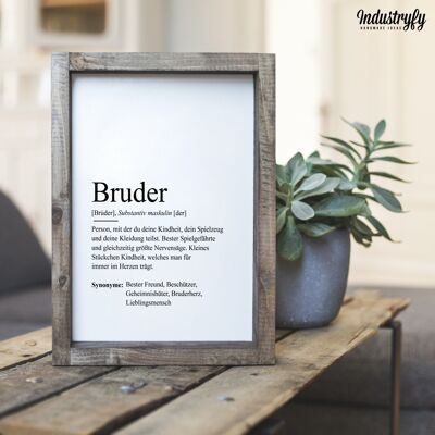 Farmhouse Design Schild "Bruder" - 21x30 - mit Rahmen