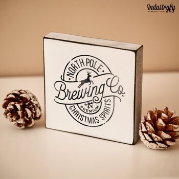 Mini bloc de ferme | Noël "North Pole Brewing Company" - 10x10 cm 2