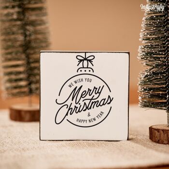 Mini bloc de ferme | Noël "nous vous souhaitons un joyeux noël" - 10x10 cm 2