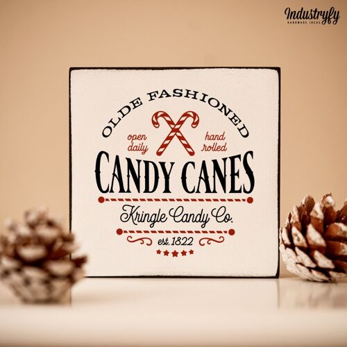 Farmhouse Miniblock | Weihnachten "Old Fashioned Candy Canes" - 10x10 cm