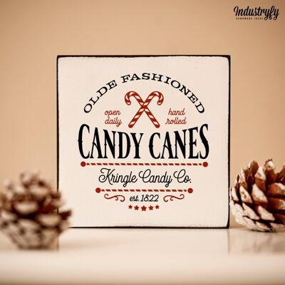 Farmhouse Miniblock | Weihnachten "Old Fashioned Candy Canes" - 15x15 cm