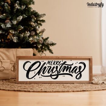 Panneau Design Ferme "Merry Christmas" Vintage - 60x20 - avec cadre 1