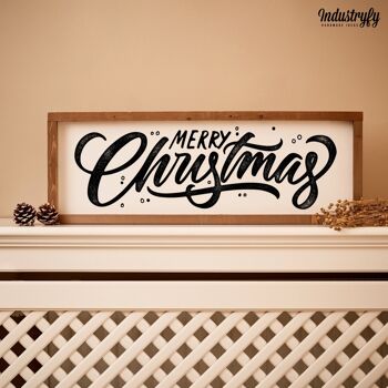 Panneau Design Ferme "Merry Christmas" Vintage - 60x20 - avec cadre 2