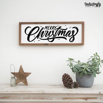 Panneau Design Ferme "Merry Christmas" Vintage - 60x20 - avec cadre 3