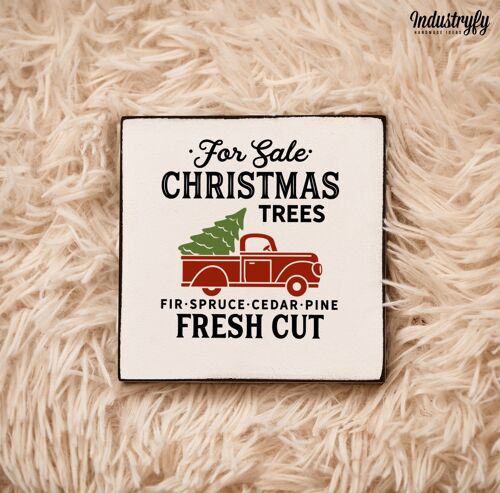Farmhouse Miniblock | Weihnachten "For Sale Christmas Trees" - 10x10 cm
