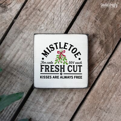 Farmhouse Miniblock | Weihnachten "Mistletoe fresh cut" - 10x10 cm