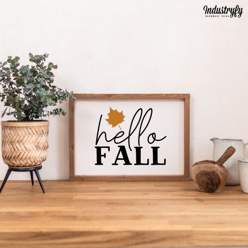 Farmhouse Design Herbst Schild "Hello Fall" - 21x30 - mit Rahmen