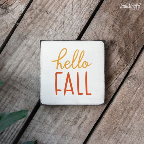 Farmhouse Miniblock | Herbstdesign "hello Fall" - 10x10 cm