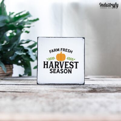Farmhouse Miniblock | Herbstdesign "Farm fresh harvest season" - 10x10 cm