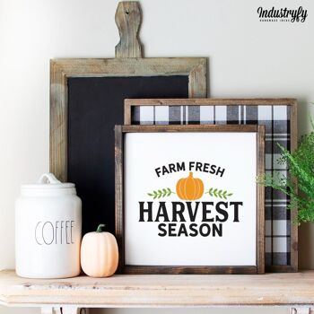 Panneau d'automne Farmhouse Design "Farm Fresh Harvest Season" - 30x30 - avec cadre 2