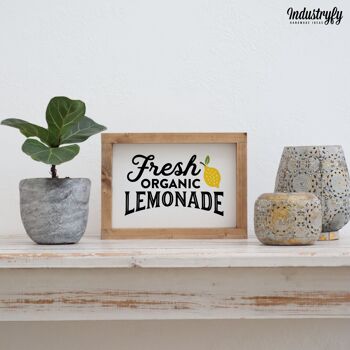 Enseigne Farmhouse Design "Fresh organic Lemonade" - 21x15 - avec cadre 2