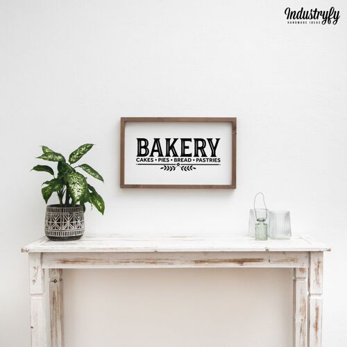 Farmhouse Design Schild "Bakery | Cakes - Pies - Bread - Pastries" - 50x30 - mit Rahmen