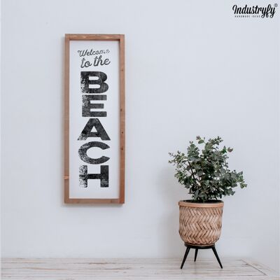 Farmhouse Design Schild "Welcome to the beach" - 60x20 - mit Rahmen