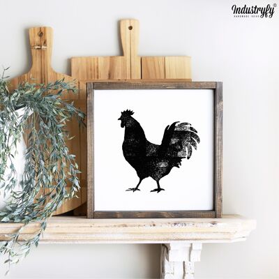 Farmhouse Design Schild "Rooster" - 30x30 - mit Rahmen