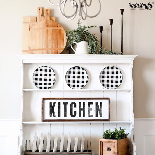 Farmhouse Design Schild "KITCHEN" - 60x20 - mit Rahmen