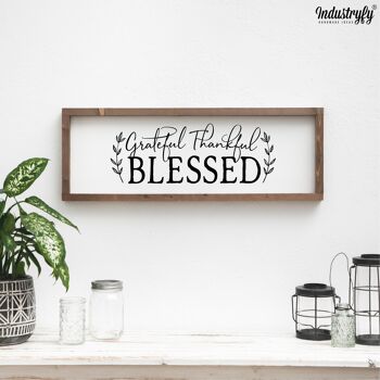 Panneau Design Ferme "Grateful, Thankful, Blessed" - 90x30 - avec cadre 2