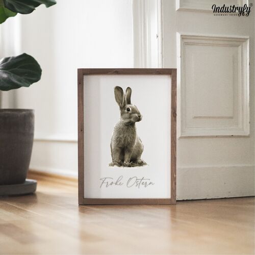 Farmhouse Design Schild "Osterhase" - 21x30 - mit Rahmen