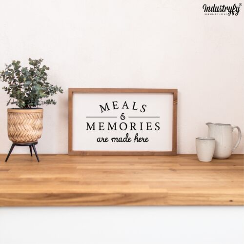 Farmhouse Design Schild "Meals & Memories" - 50x30 - mit Rahmen