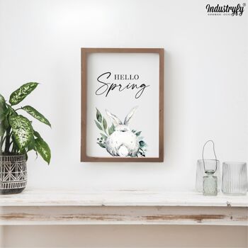 Panneau Design Ferme "Hello Spring" - 21x30 - avec cadre 1