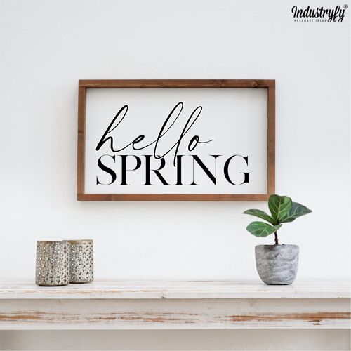 Farmhouse Design Schild "hello spring" - mit Rahmen